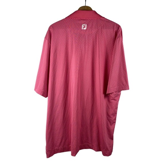 Footjoy 2XL XXL Polo Shirt Pink White Polka Dot Print Short Sleeve Mens Golf - Picture 5 of 8